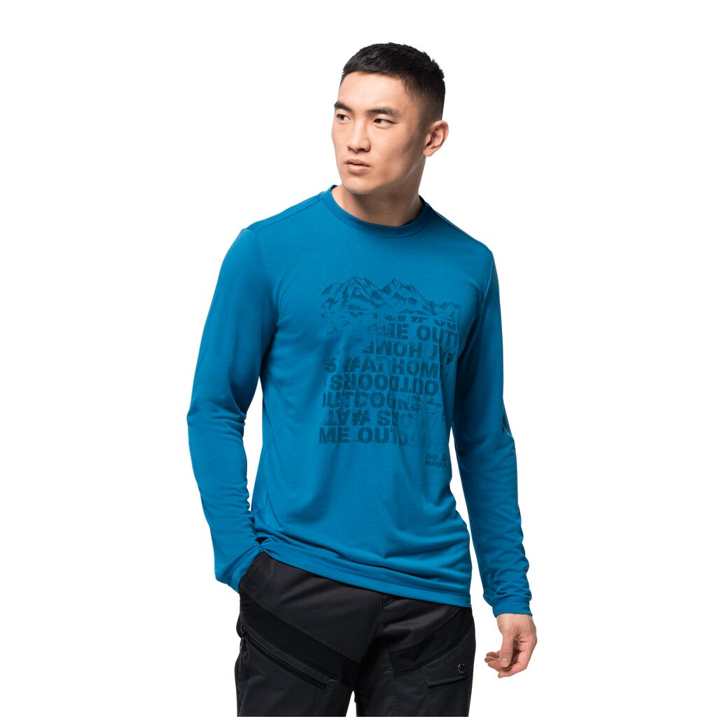 Jack Wolfskin CROSSTRAIL PEAK LONGSLEEVE μπλουζακια ανδρικα μπλε | GR7069921